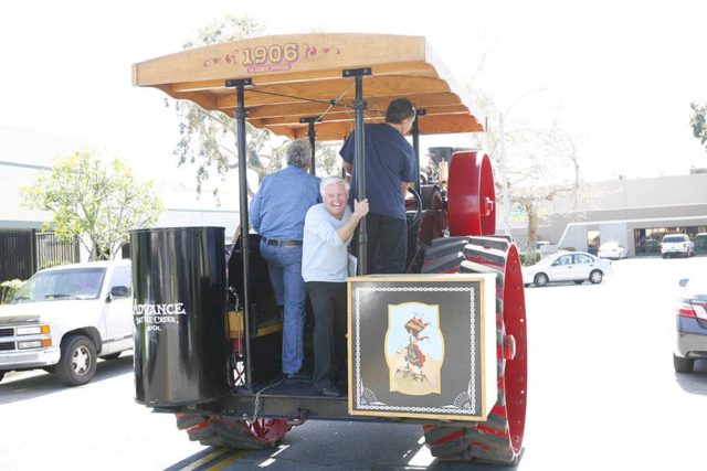 Riding with Jay Leno in his 1906 tractor on the streets of downtown Burbank