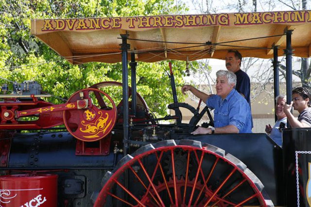 JayRiding with Jay Leno on his century-old threshing tractor